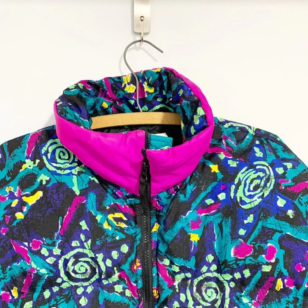 Obermeyer Kids Puffer Jacket - Teal, Purple, Pink, Neon Yellow Accents